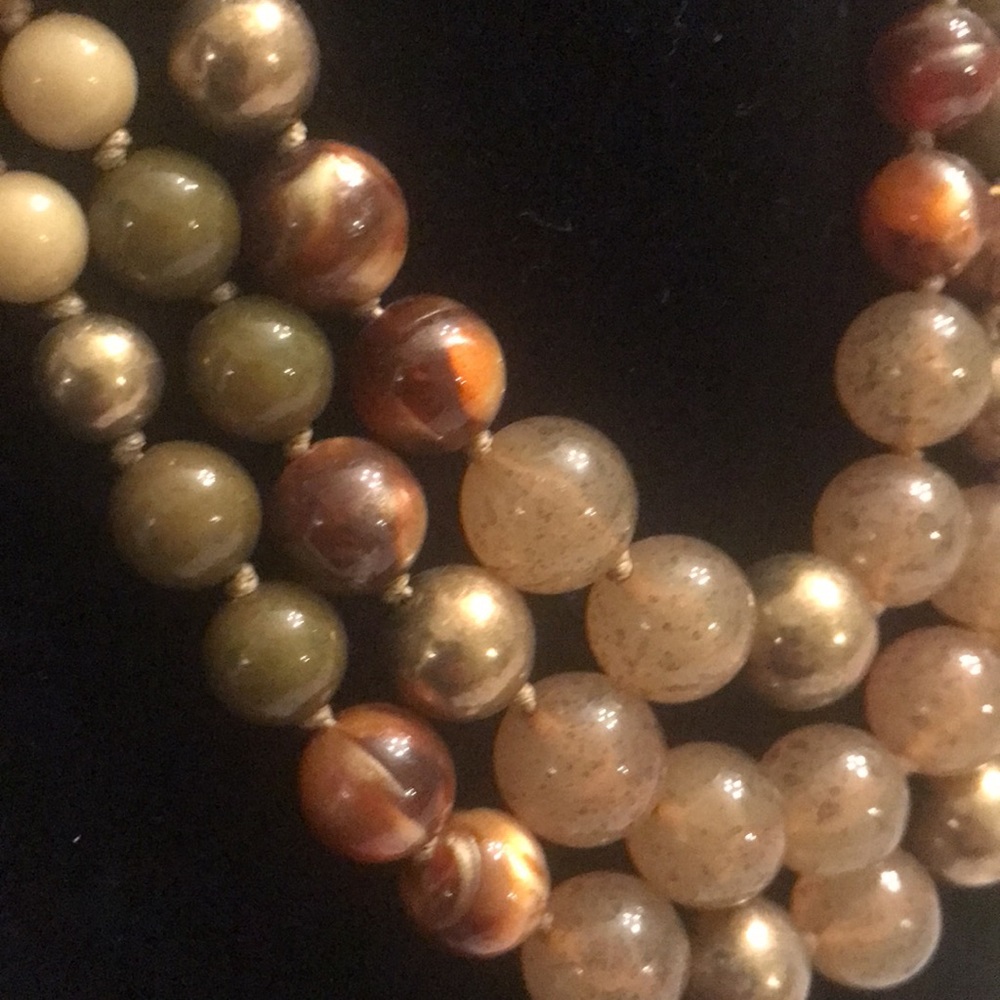 Multi Layer Beads Statement Necklace - Picture 2 of 9
